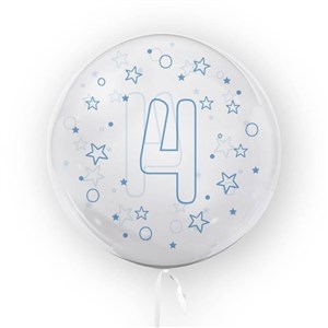 Obrazek Balon 45cm Gwiazdki cyfra 4 niebieski TUBAN