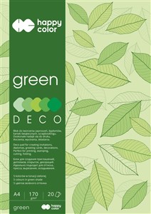 Obrazek Blok Deco Green A4 5 kolorów tonacja zielona 5 sztuk