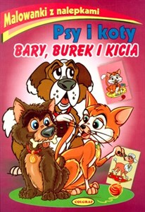 Obrazek Malowanki z nalepkami Psy i koty Bary, Burek i Kicia