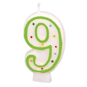 Obrazek Świeczka cyferka 9 kropki 7,3cm