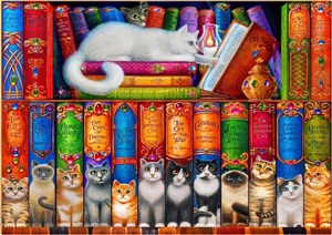 Bild von Puzzle 1000 Półka pełna kotów