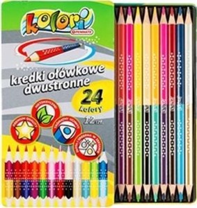 Bild von Kredki ołówkowe trójkątne dwustronne Penmate kolori premium 12 sztuk 24 kolory opakowanie metalowe