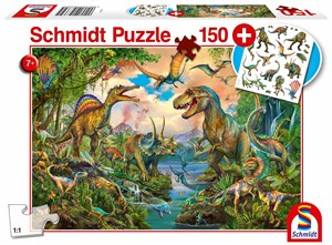 Obrazek Puzzle 150 Dinozaury + tatuaże G3