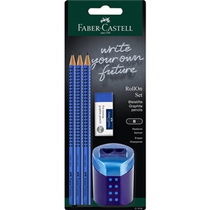 Bild von Zestaw Grip niebieski Faber-Castell   3 ołówki + gumka + temperówka blister