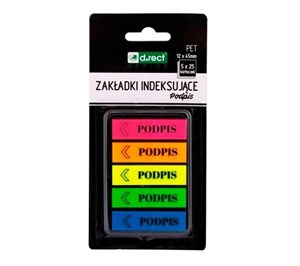 Obrazek Zakładki indeksujące 12x45mm Podpis D.RECT