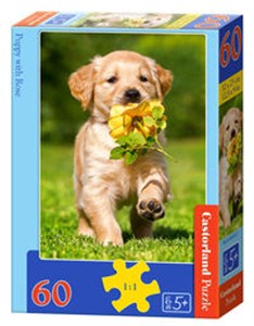 Bild von Puzzle 60 Puppy with Rose B-06939