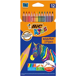 Obrazek Kredki ołówkowe Eco Evolution Stripes BIC Kids 12 kolorów