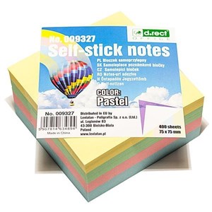 Obrazek Bloczek samoprzylepny 76x76mm pastel D.RECT