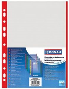 Obrazek Koszulki na dokumenty A4 groszkowe brzeg czerwony 100 sztuk
