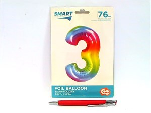 Obrazek Balon foliowy cyfra 3 tęczowa Smart 76cm