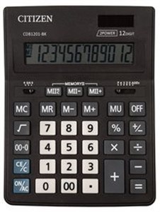 Obrazek Kalkulator biurowy CITIZEN CDB1201-BK Business Line, 12-cyfrowy, 205x155mm, czarny