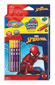 Bild von Kredki ołówkowe trójkątne Colorino Kids 24 kolorów 12 sztuk z temperówką Spiderman