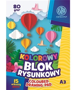 Bild von Blok kolorowy barwiony A3/15K (10szt) ASTRA