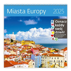 Obrazek Kalendarz 2025 30x30 Miasta Europy miesięczny, na spirali, wiszący, z naklejkami