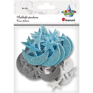 Obrazek Naklejki piankowe brokat księżyce, gwiazdy 60szt