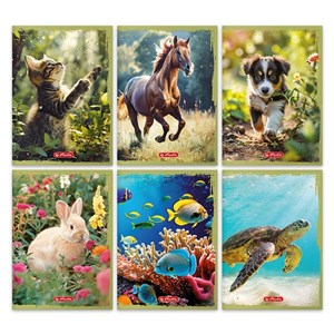 Obrazek Zeszyt A5/32K linia z marginesem Animals (10szt)