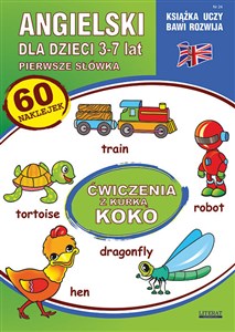 Obrazek Angielski dla dzieci 24 Pierwsze słówka 3-7 lat Ćwiczenia z kurką Koko 60 naklejek