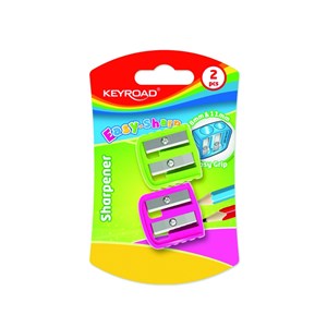 Obrazek Temperówka plastikowa KEYROAD podwójna blister 2 szt. mix kolorów
