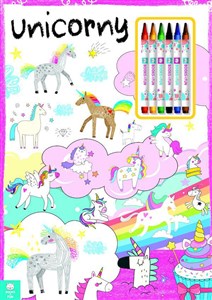 Obrazek Kolorowanka Unicorny z kredkami