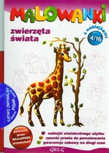 Obrazek Malowanki 4 Zwierzęta świata + pisak z naklejkami