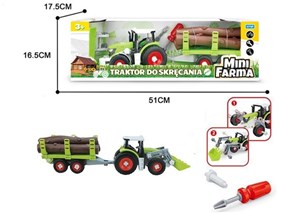 Obrazek Mini Farma Traktor z przyczepą do skręcania