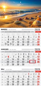 Obrazek Kalendarz 2026 trójdzielny ekonomiczny Plaża KTE VE14