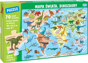Obrazek Mapa świata Dinozaury Puzzle 70 elementów