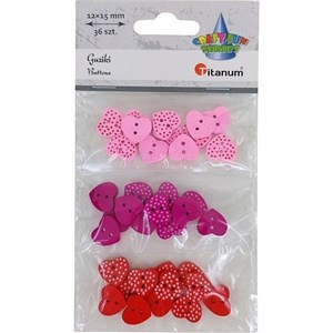 Bild von Guziki drewniane serca w kropki mix 36szt