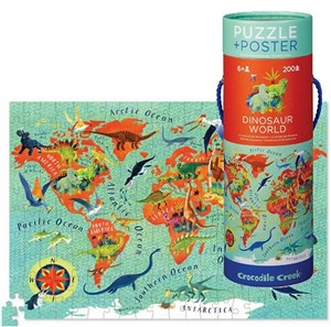 Obrazek Puzzle 200 Świat dinozaurów z plakatem