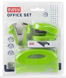 Obrazek Zestaw zszywacz, dziurkacz, rozszywacz zielony