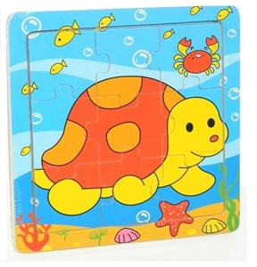 Obrazek Puzzle drewniane małe Żółw