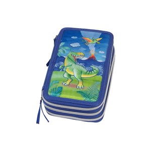 Obrazek Piórnik trzykomorowy z wyposażeniem Dinosaur