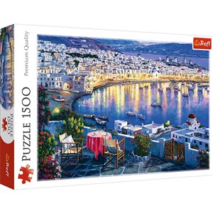 Obrazek Puzzle Mykonos o zachodzie słońca 1500