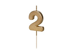 Obrazek Świeczka urodzinowa 2 złota 4,5cm