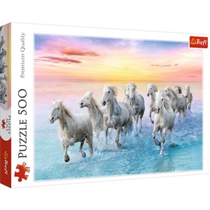 Bild von Puzzle Białe konie w galopie 500