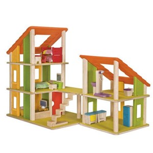 Obrazek Piętrowy domek dla lalek z meblami