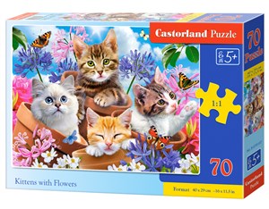 Bild von Puzzle 70 Kocięta z kwiatami B-070107