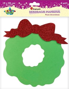 Obrazek Piankowy wieniec z kokardą 19x20cm zielony 4szt.
