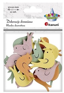 Bild von Drewniane ptaszki 37x22mm pastelowe 12szt