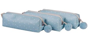 Bild von Piórnik jednokomorowy z pomponem niebieski kropki