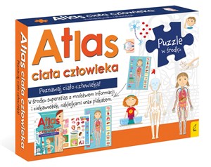 Obrazek Atlas ciała człowieka: Atlas w zestawie z mapą i puzzlami Pakiet