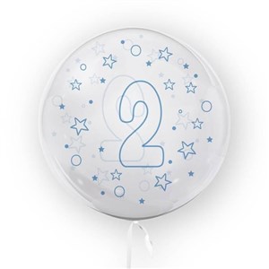 Obrazek Balon 45cm Gwiazdki cyfra 2 niebieski TUBAN