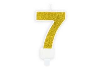 Obrazek Świeczka urodzinowa 7 złota 7cm