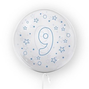 Obrazek Balon 45cm Gwiazdki cyfra 9 niebieski TUBAN