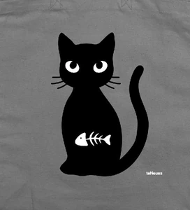 Bild von KATZE MIT FISCH, GRAU