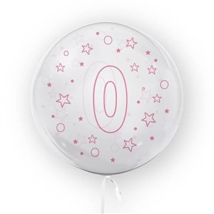 Obrazek Balon 45cm Gwiazdki cyfra 0 różowy TUBAN