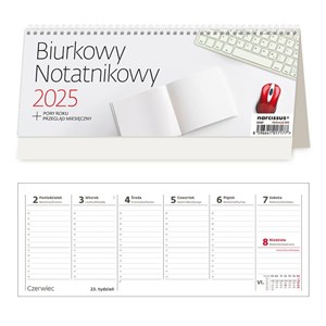 Obrazek Kalendarz 2025 Biurkowy Notatnikowy tygodniowy tygodniowy, na spirali, stojący