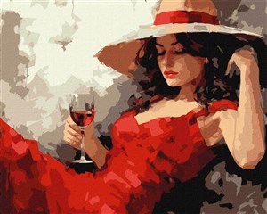 Bild von Malowanie po numerach IDEYKA 40x50cm Dziewczyna w kapeluszu