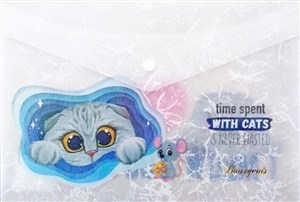 Obrazek Teczka A4+ plastikowa z klipsem Kotek FRESH