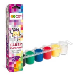 Obrazek Farba plakatowa tempera Happy color 6 kolorów po 25 ml